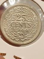 25 cent 1944, Eikel P, zilver, nr.6 (08), Zilver, Ophalen of Verzenden, 25 cent