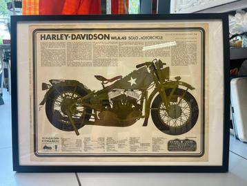 Harley-Davidson WLA 45 (Liberator) – Technische WOII poster  beschikbaar voor biedingen