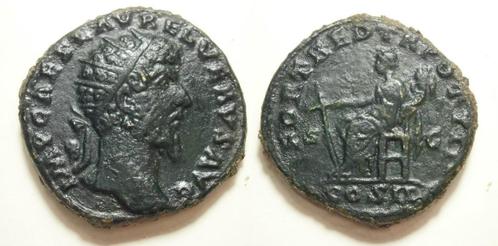 Romeinse munt Lucius Verus Dupondius -FORT RED TR POT III-, Postzegels en Munten, Munten | Europa | Niet-Euromunten, Losse munt