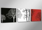 Zwart Wit Rood Bomen * 3 Luik van Canvas Nieuw 50x150cm, Ophalen of Verzenden