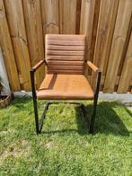 4x Woood Eetkamerstoelen Bas - Bruin Leer, Huis en Inrichting, Stoelen, Ophalen, Bruin, Zo goed als nieuw, Metaal