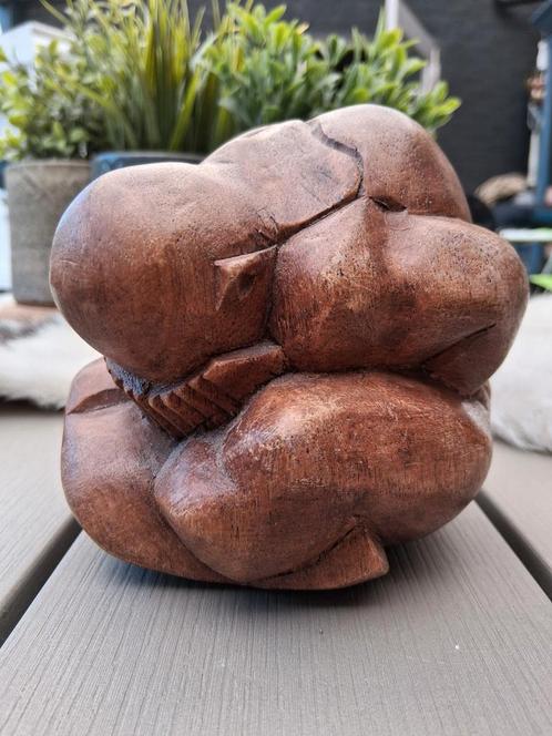 Prachtige houten Yogiman (huilende Boeddha), Antiek en Kunst, Kunst | Beelden en Houtsnijwerken, Ophalen of Verzenden