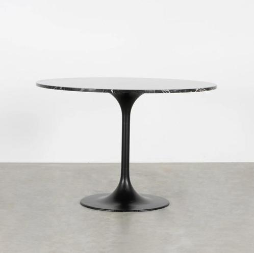 Zwart marmeren tafel rond 110 cm tulp voet aluminium, Huis en Inrichting, Tafels | Eettafels, Zo goed als nieuw, 100 tot 150 cm