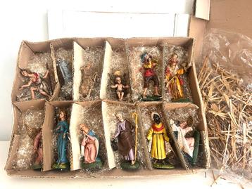 Vintage kerststal beeldjes Italie 14 cm originele doos beschikbaar voor biedingen