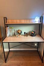 Bureau van staal en houtlook blad, Huis en Inrichting, Bureaus, Ophalen of Verzenden, Zo goed als nieuw