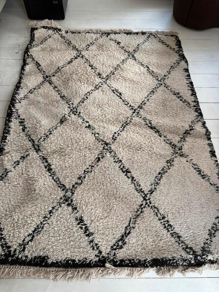 Varamin ruit vloerkleed Karwei 160/230 (240 incl kwastjes), Huis en Inrichting, Stoffering | Tapijten en Kleden, Gebruikt, 150 tot 200 cm