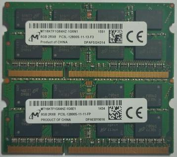 16GB DDR3 2x8GB PC3L-12800 1600MHz Micron Sodimm 3414 5115 beschikbaar voor biedingen