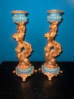 2 mooie goude panter kaarshouders kandelaren, Ophalen of Verzenden, Koper of Brons