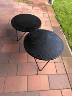 Set van 2 zwarte bijzettafels/salontafels, Huis en Inrichting, Tafels | Bijzettafels, Minder dan 45 cm, Minder dan 55 cm, Rond