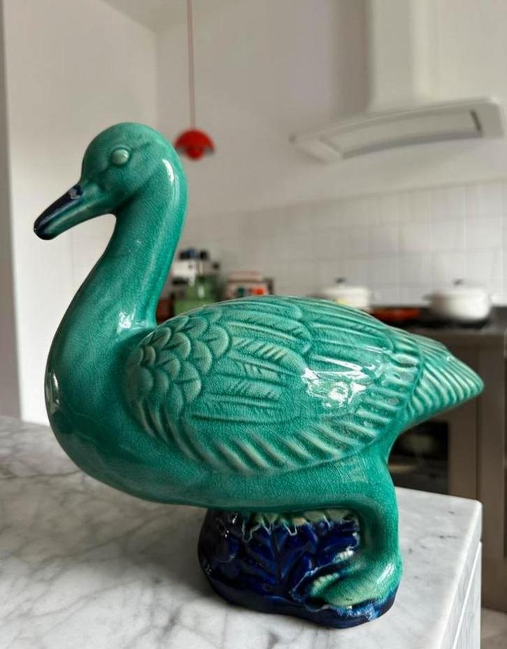 Eend Keramiek Chinees Groen Blauw Vintage, Antiek en Kunst, Antiek | Keramiek en Aardewerk, Ophalen of Verzenden