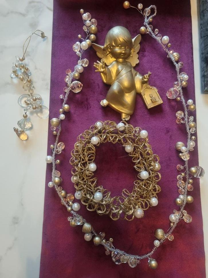 Kerstdecoratie: Engel, Krans & Parel Slinger, Huis en Inrichting, Woonaccessoires | Overige, Gebruikt, Ophalen of Verzenden