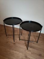 Ikea Gladom bijzettafel 2 stuks zwart, Minder dan 55 cm, Metaal of Aluminium, Rond, Zo goed als nieuw
