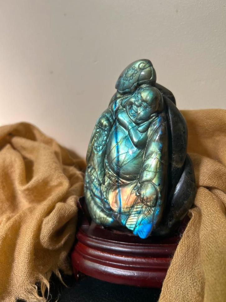Labradoriet Boeddha topkwaliteit super carving flash uniek, Sieraden, Tassen en Uiterlijk, Edelstenen, Nieuw, Ophalen of Verzenden