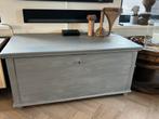 Oude grijze grenen dekenkist, Antiek en Kunst, Curiosa en Brocante, Ophalen of Verzenden