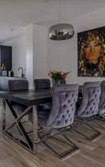 Eric custer stijl visgraat tafel nette staat 6 persoons, Huis en Inrichting, Tafels | Eettafels, Zo goed als nieuw, Vijf personen of meer