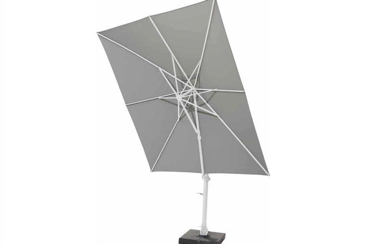 4SO Siesta premium parasol Wit + Charcoal Showroommodel SALE, Tuin en Terras, Parasols, Zo goed als nieuw, Zweefparasol, 2 tot 3 meter