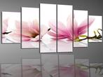 Nieuw 6 Luik Canvas Schilderij Roze Magnolia Bloemen 250x100, Nieuw, 125 cm of meer, Ophalen of Verzenden, Schilderij