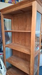 Teakhouten Vitrinekast met Facet Glas, Huis en Inrichting, Ophalen, Gebruikt, Glas, Vintage