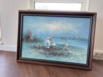 Romantisch impressionistisch schilderij, dames aan het water, Antiek en Kunst, Ophalen