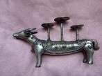 Brons verzilverd 1950 waterbuffel Nandi Kandelaar india, Antiek en Kunst, Ophalen of Verzenden, Koper of Brons