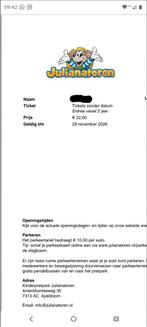 4 kaarten julianatoren, Tickets en Kaartjes, Recreatie | Pretparken en Attractieparken, Drie personen of meer, Ticket of Toegangskaart