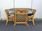 Rieten bamboe tafel met stoelen vintage, Huis en Inrichting, Stoelen, Riet of Rotan, Twee, Gebruikt, Bruin