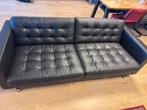 Zwarte 3-zits Bank - Leer - Landskrona (Ikea), Huis en Inrichting, Ophalen, Driepersoons, Zo goed als nieuw, Rechte bank