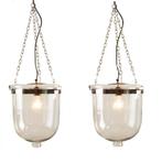 2 mooie hanglampen. Glas en Metaal., Ophalen of Verzenden, Zo goed als nieuw, Glas, Minder dan 50 cm