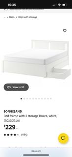 Songesand IKEA bed frame including Lattenbodem!, Ophalen, Wit, Tweepersoons, Zo goed als nieuw