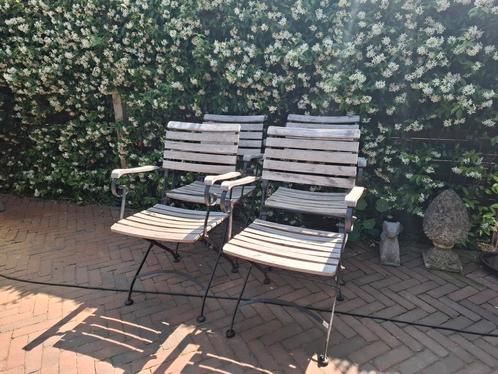 Bistro stoelen/ bistroset 4x Franse/ gietijzer, Tuin en Terras, Tuinstoelen, Gebruikt, Overige materialen, Inklapbaar, Ophalen