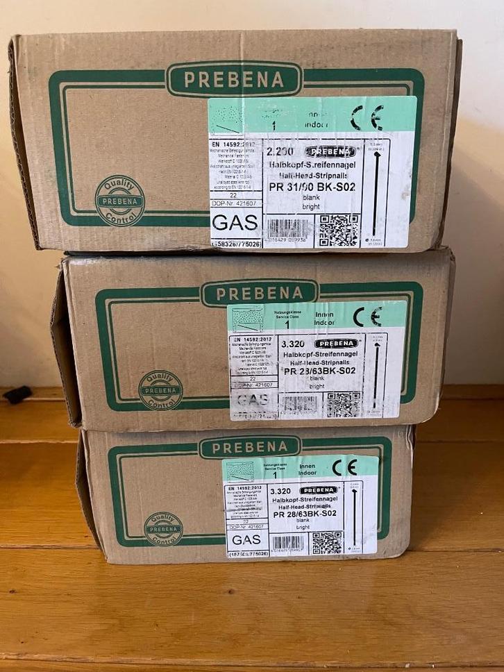Prebena schietspijkers stripnagels 2,3x 63.2,8x63, en 3,1x90, Doe-het-zelf en Verbouw, IJzerwaren en Bevestigingsmiddelen, Nieuw