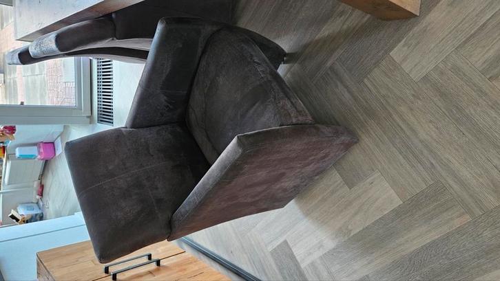 6 Leren eetkamer stoellen, Huis en Inrichting, Stoelen, Gebruikt, Vijf, Zes of meer stoelen, Leer, Grijs, Ophalen