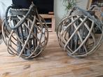 Rieten windlichten, Huis en Inrichting, Woonaccessoires | Kandelaars en Kaarsen, Ophalen, Zo goed als nieuw, Overige materialen