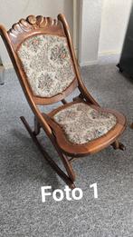 Antieke inklapbare schommelstoel  gobelin bloemenbekleding, Ophalen