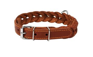 WAUDOG Gevlochten Halsband Leder Bruin Nek 42-54 cm KOOPJE! beschikbaar voor biedingen