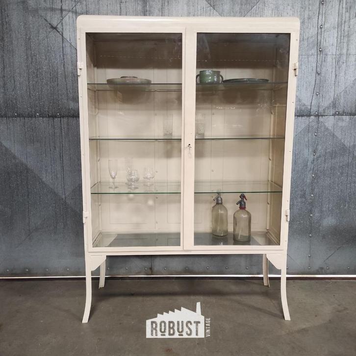 Dubbele dokterskast wit | Vintage medicijnkast | Vitrinekast, Huis en Inrichting, Kasten | Vitrinekasten, Gebruikt, 150 tot 200 cm