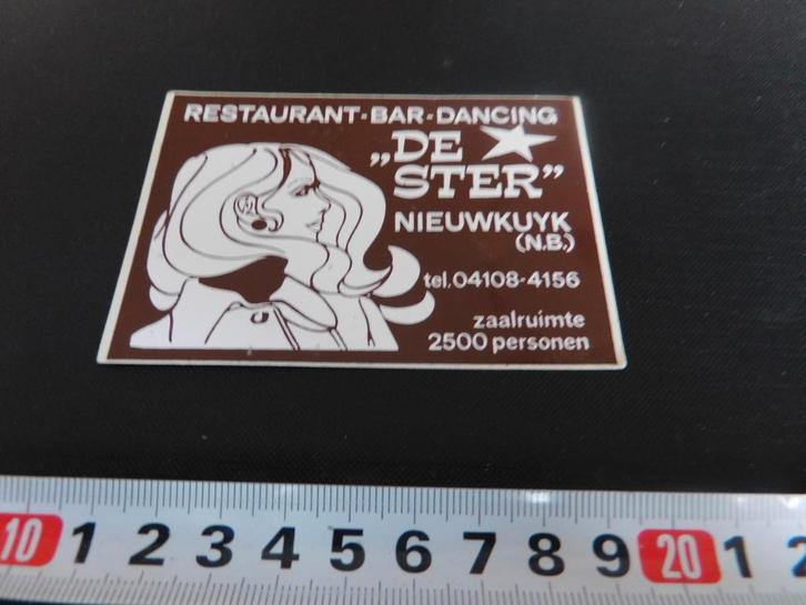 sticker nieuwkuijk restaurant bar dancing DE STER (bruin), Verzamelen, Stickers, Zo goed als nieuw, Ophalen