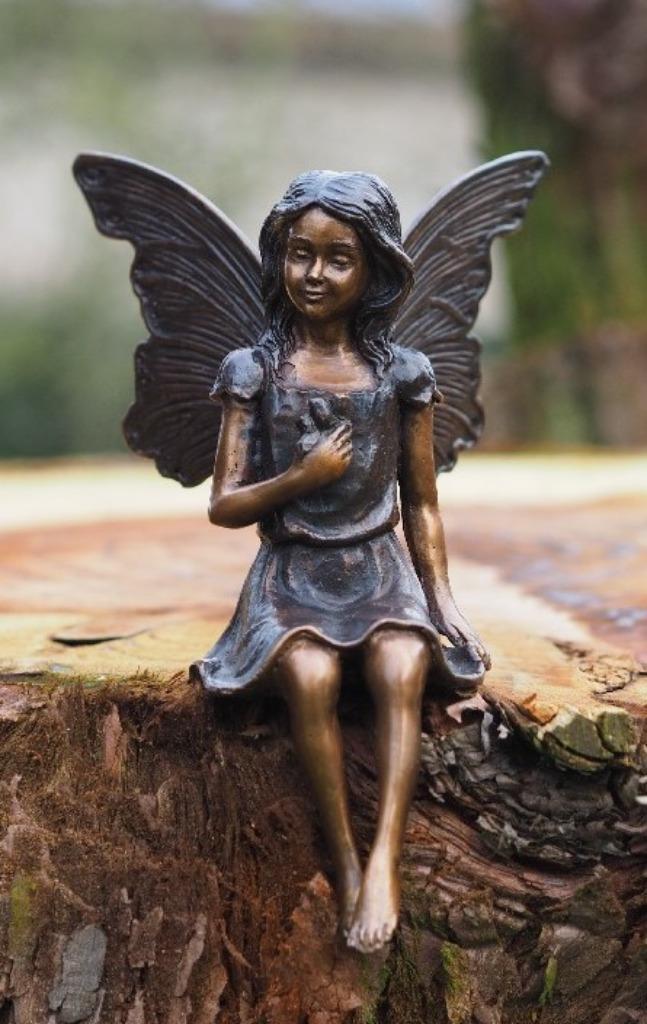 Bronzen beeld/ ELFJE met BLOEM /FEE / ENGEL, Antiek en Kunst, Kunst | Beelden en Houtsnijwerken, Ophalen of Verzenden