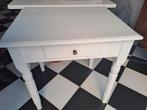 witte hardhout tafel, lade, bewerte poten, 74h 75b 59d, Ophalen, Zo goed als nieuw, 25 tot 50 cm, Rechthoekig