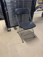 50 klapstoel chroom/zwart evt met transportkar, Zakelijke goederen, Horeca | Meubilair en Inrichting, Ophalen, Gebruikt