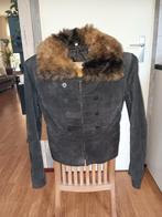 Echt leren jas, bruin, met bontkraag - valt als maat 40/42, Bruin, Maat 42/44 (L), Ophalen of Verzenden, Onbekend