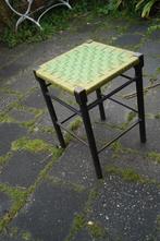 vintage kruk bijzettafel hout sisal touw groen zwart., Ophalen of Verzenden, Gebruikt, Hout