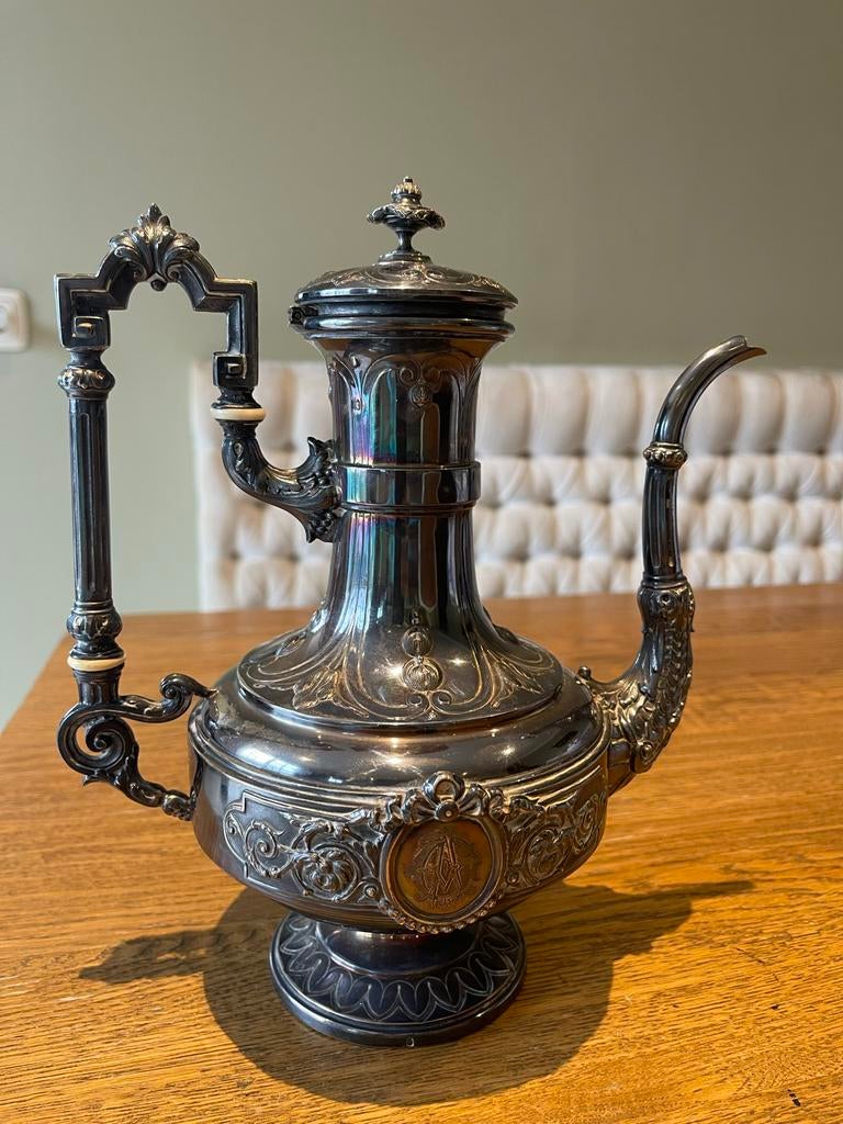 Antieke zilveren theepot, Antiek en Kunst, Antiek | Tin, Ophalen of Verzenden