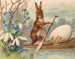 1904 menselijk haas konijn roeiboot paasei sneeuwklokjes, Gelopen, Overige thema's, Voor 1920, Verzenden