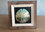Prachtige vintage beschilderde Sand Dollar in lijst, Ophalen of Verzenden
