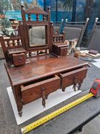 Antieke houten kaptafel met spiegel, Ophalen of Verzenden