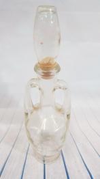 Vintage karaf van glas, mooie geel groene gloed. 30 cm. 7A4, Ophalen of Verzenden