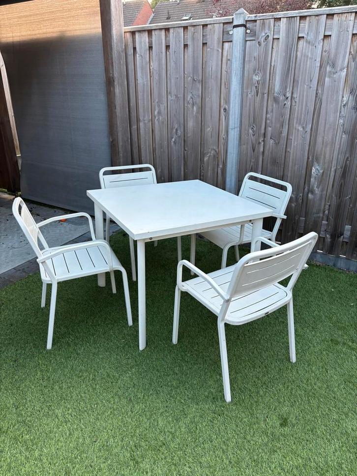 Emu star tuintafel + 4 Emu Urban tuinstoelen, Tuin en Terras, Tuintafels, Gebruikt, Vierkant, Metaal, Ophalen