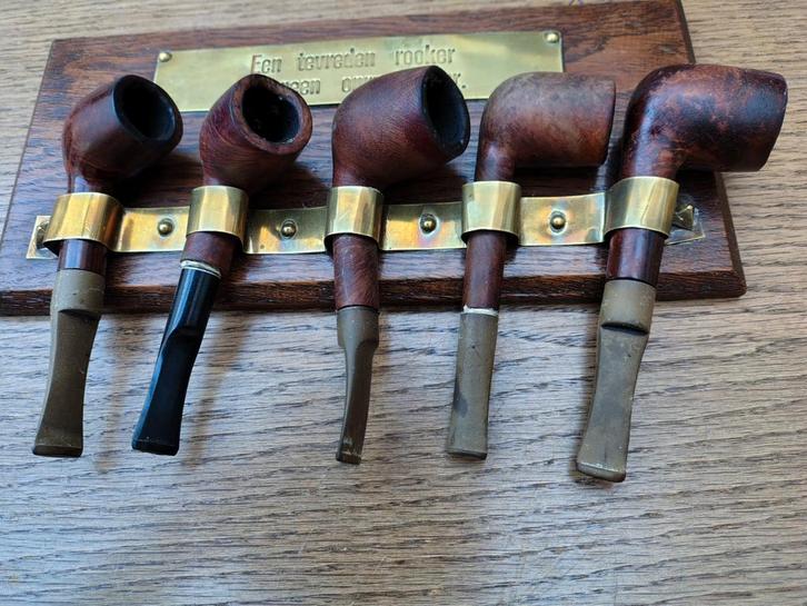 Vintage Pijpenrek met 5 Pijpen, Antiek en Kunst, Antiek | Overige Antiek, Ophalen of Verzenden