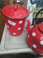 Emaille pot, ketel en vaas - Rode Polka Dot Set, Antiek en Kunst, Antiek | Emaille, Ophalen of Verzenden